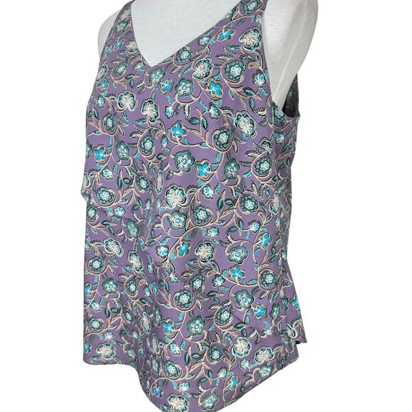 Cabi 3453 Scrollwork Cami Purple & Blue Floral Print Layering Tank Top Blouse - Picture 8 of 12